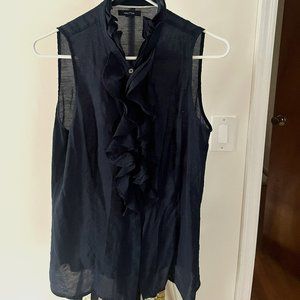 Nautica Women's Sleeveless Ruffle Shirt Size 10 Navy